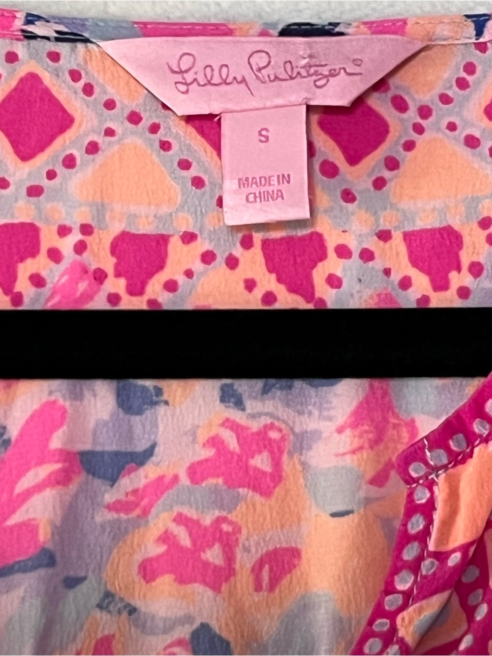 Lilly Pulitzer 100% Silk Tunic Top Small Pink Blue Resort Beach Preppy Coverup - Picture 4 of 11